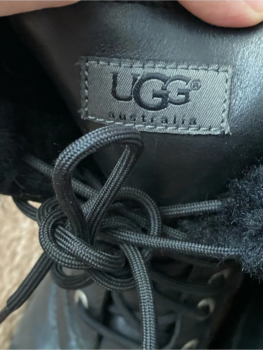 UGG Black Waterproof Lace-Up Snow Boots for Men